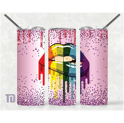 rainbow pride lips glitter Tumbler