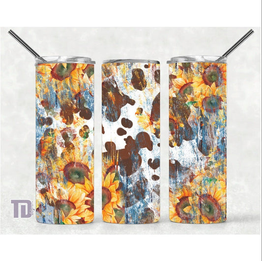 cow hide sunflowers Tumbler