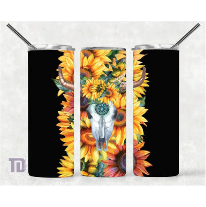 bull skull sunflowers Tumbler