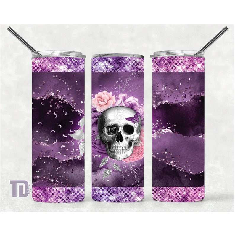 skull boho purple flower Tumbler