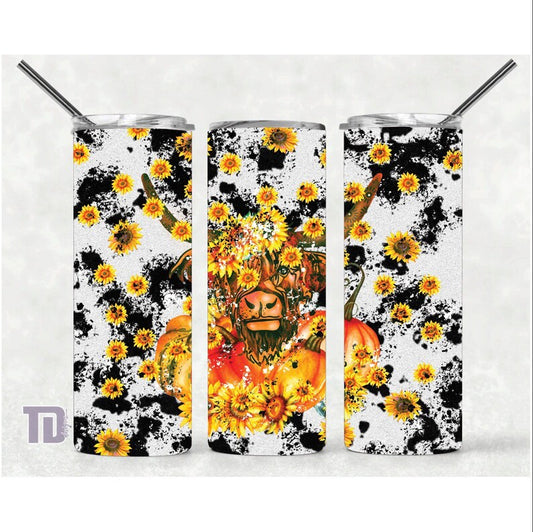 highland cow sunflowers Tumbler