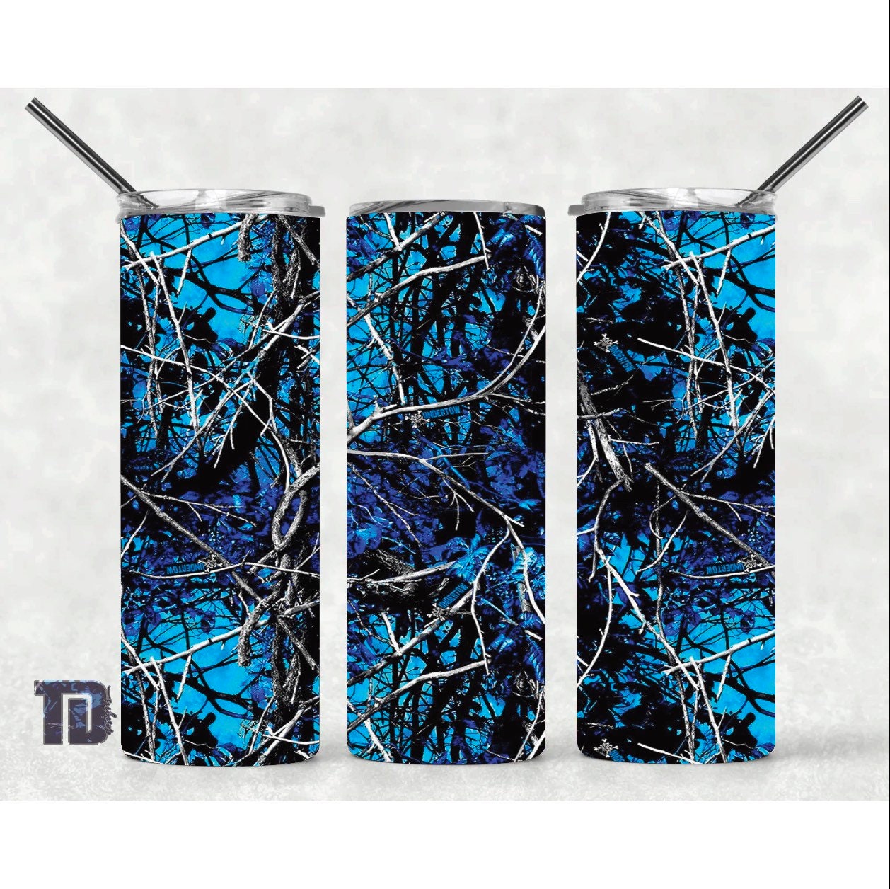 Blue camo camouflage Tumbler