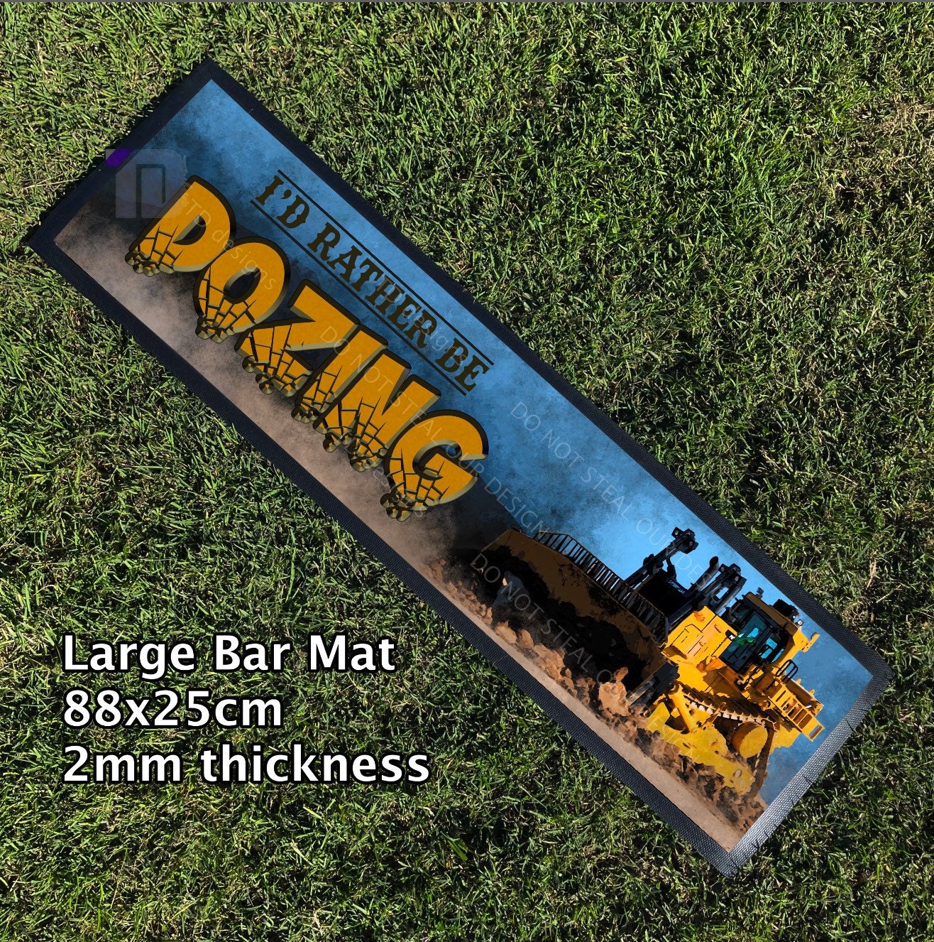 I’d rather be dozing dozer Bar Mat Runner