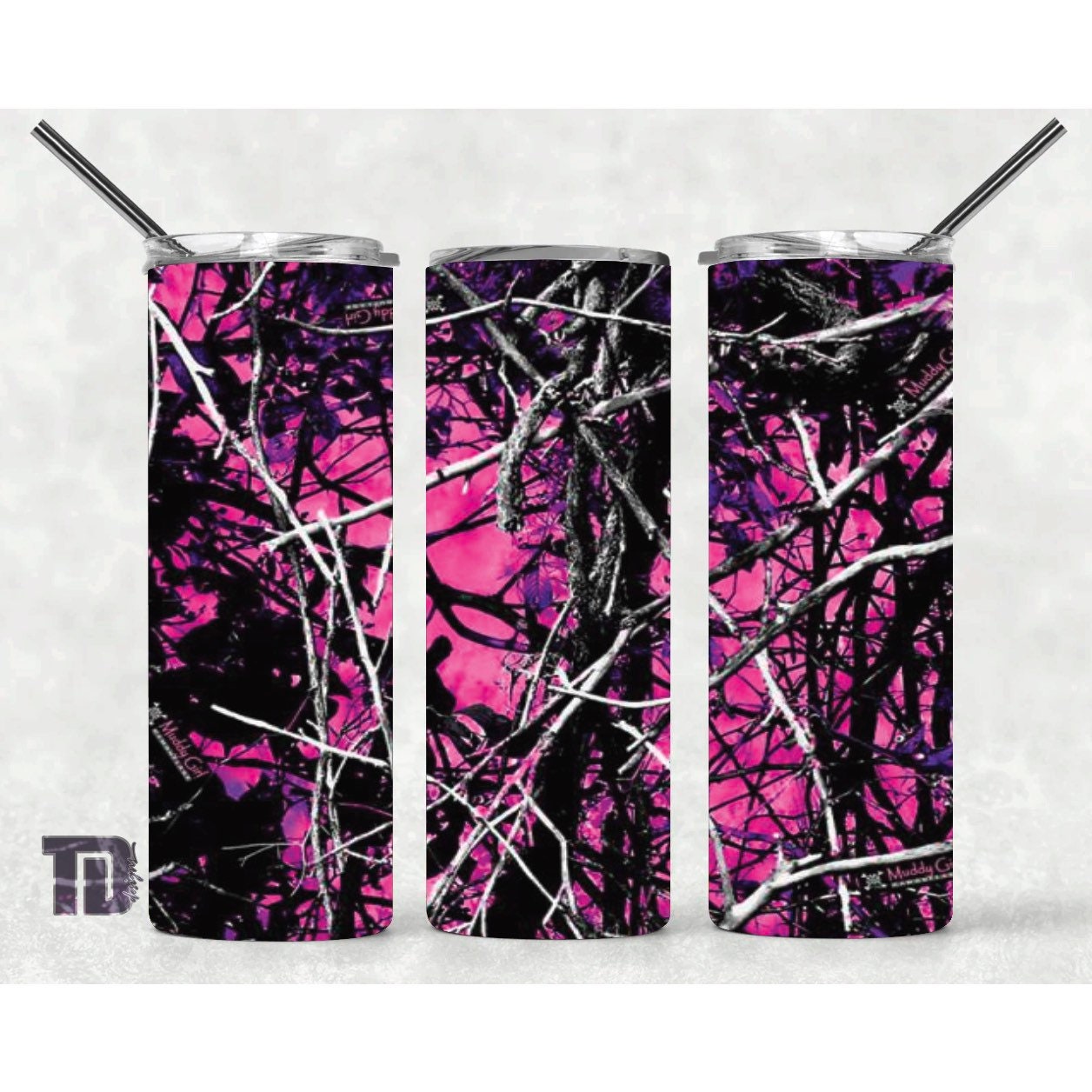 Pink camo camouflage Tumbler