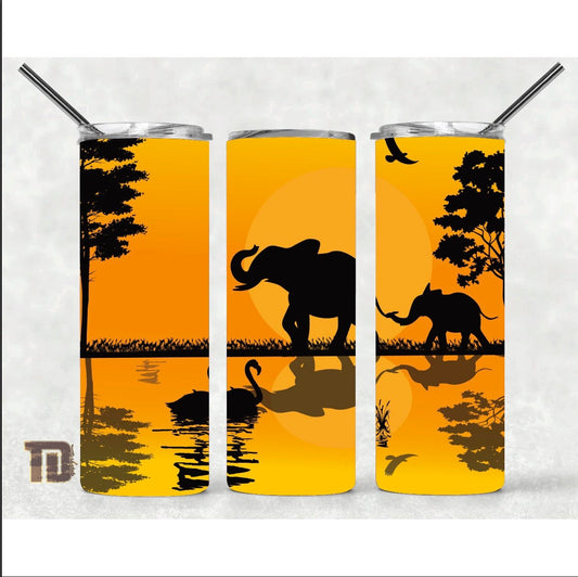 elephant sunset sunrise Tumbler