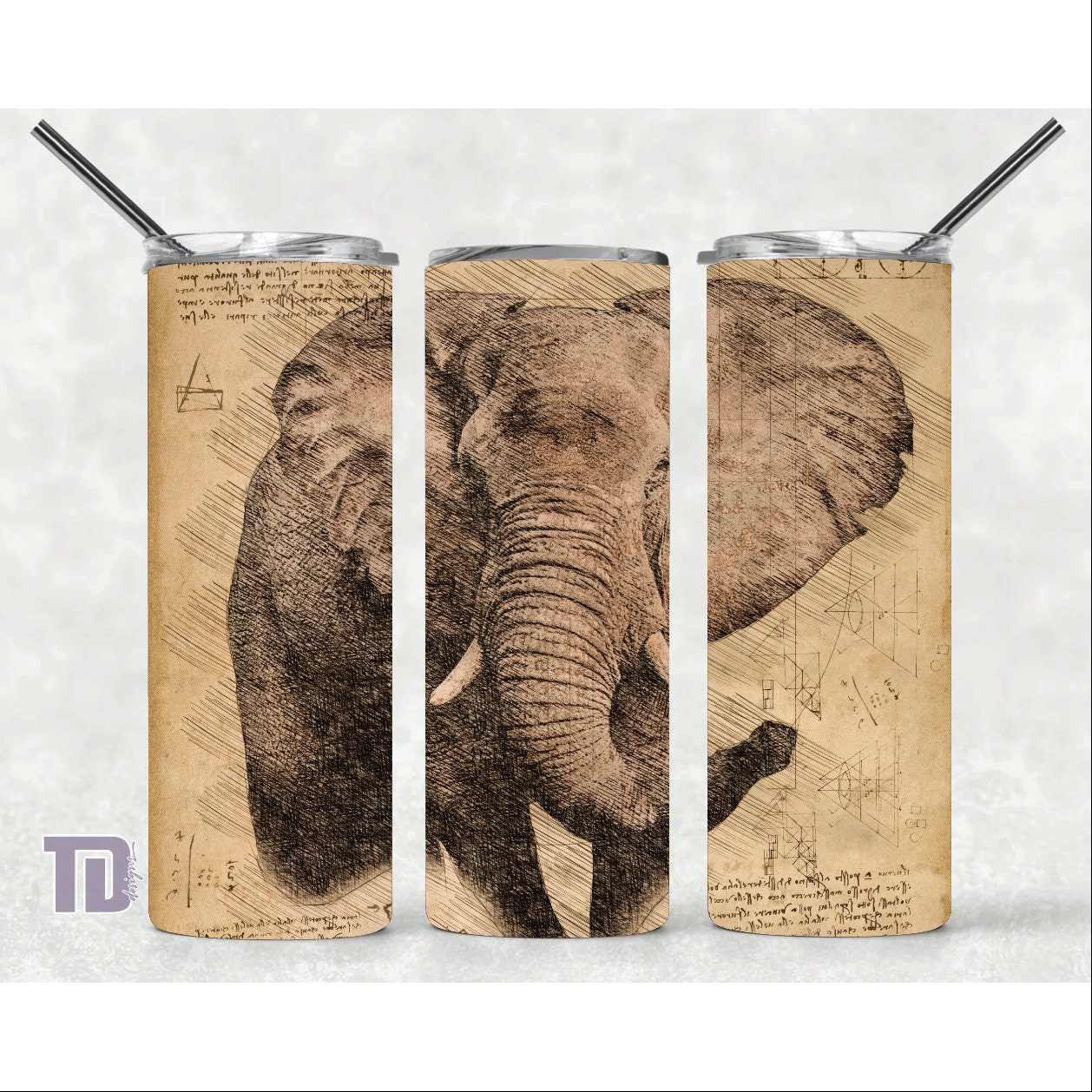 elephant distressed sketch Tumbler