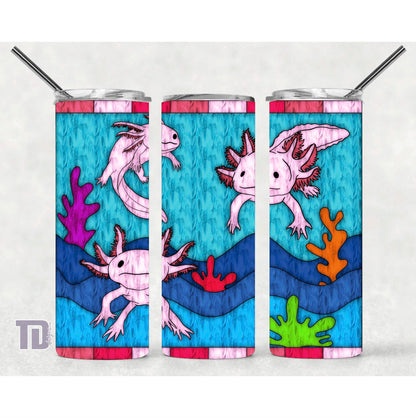 Axolotl stained glass Tumbler