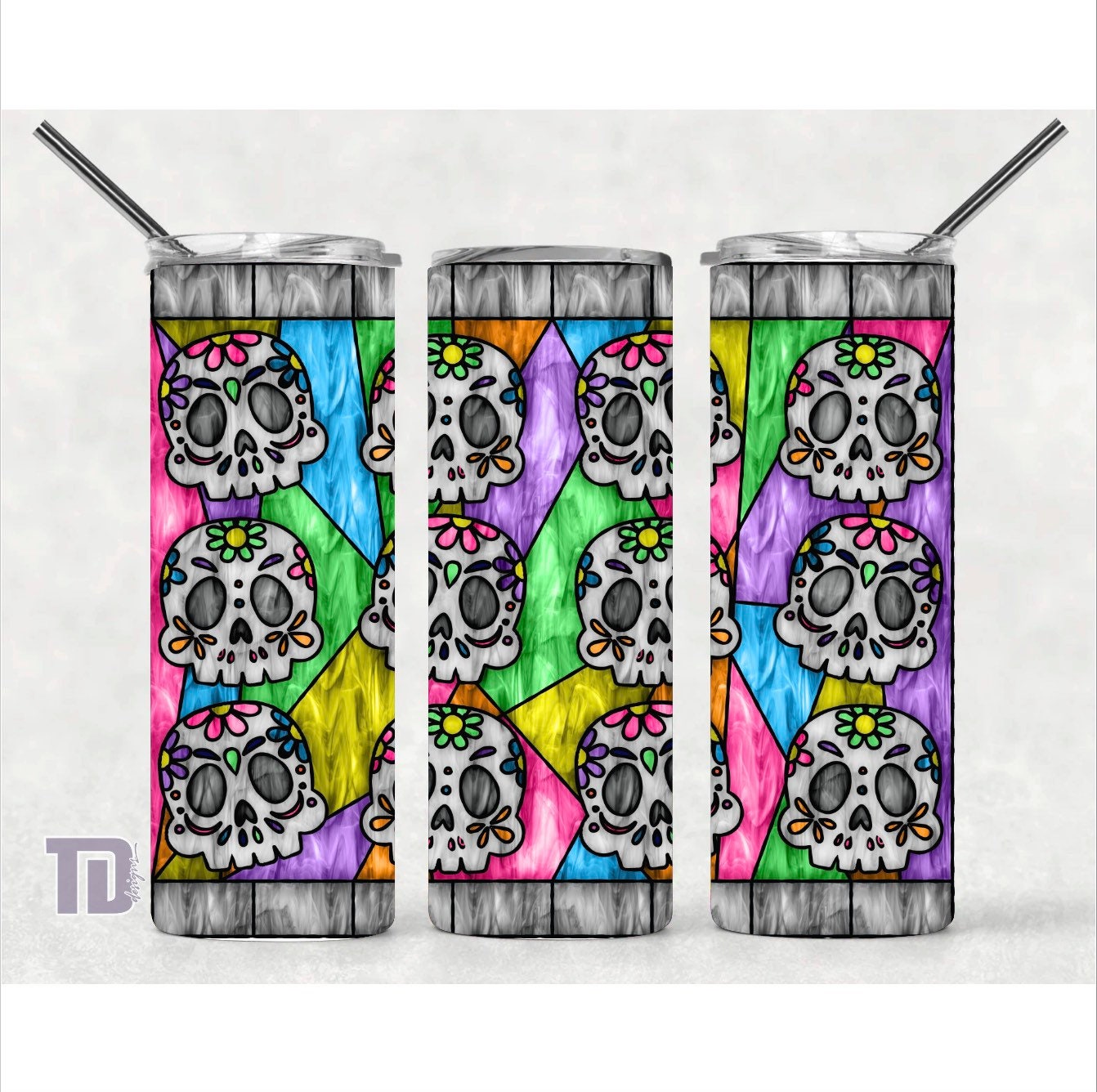 Sugar skull stained glass Tumbler