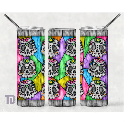 Sugar skull stained glass Tumbler