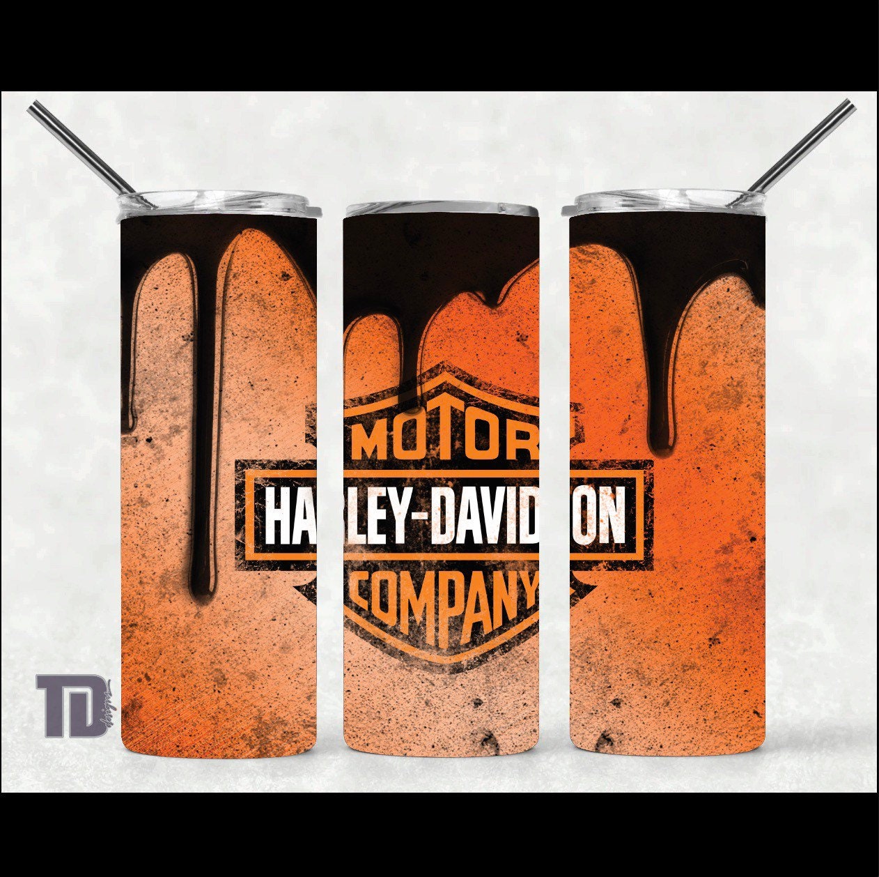 Orange Harley Davidson motorbike Tumbler