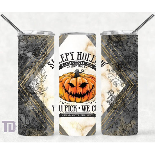 Pumpkin carving sleep hallow Halloween Tumbler