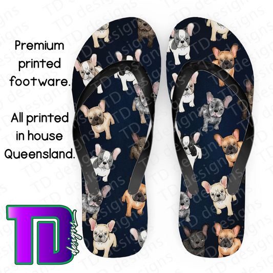 French Bulldog frenchie thongs flip-flops pluggers