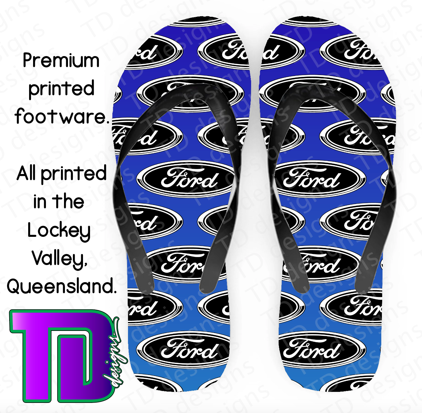 Blue ford thongs flip-flops pluggers