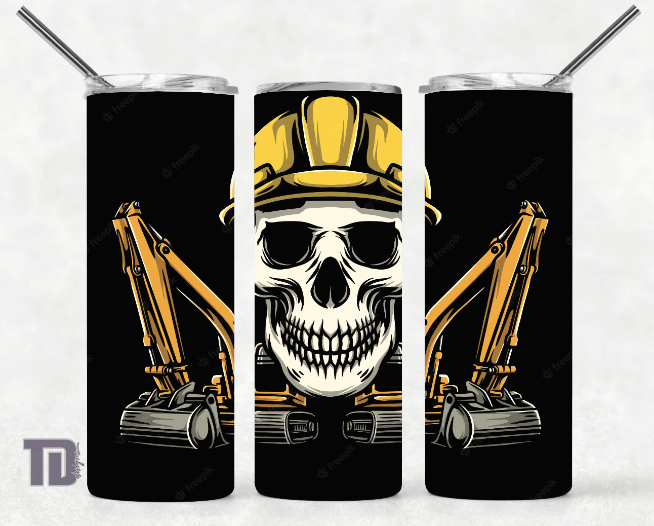 Mining excavator skull hard hat Tumbler