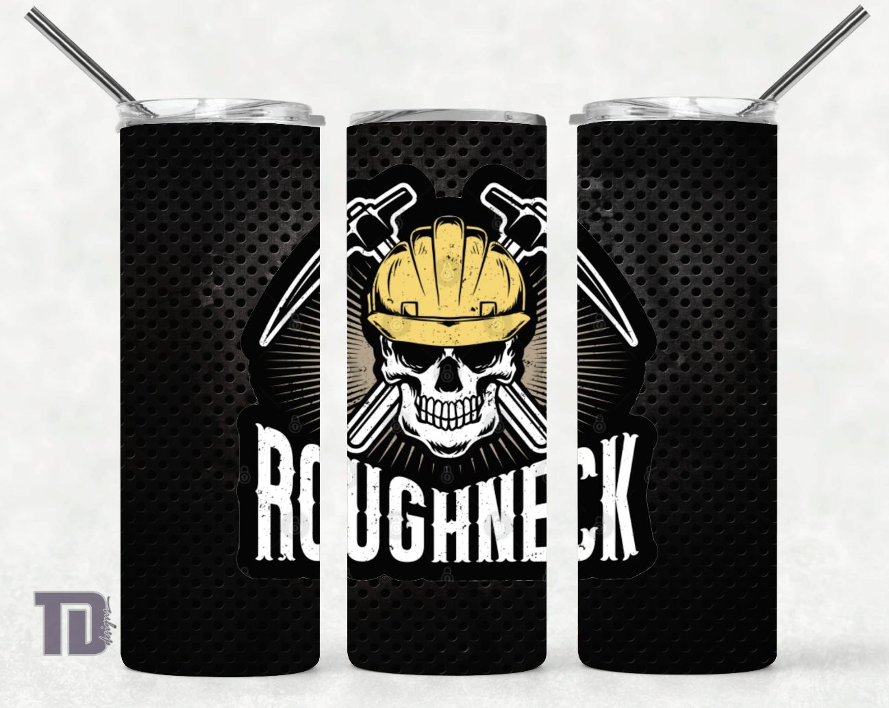 Roughneck rough neck skull hard hat oil coal mining mine Tumbler