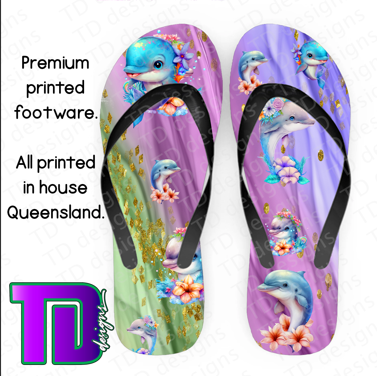 Cute dolphin thongs flip-flops pluggers