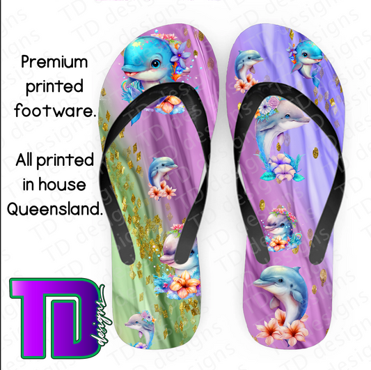 Cute dolphin thongs flip-flops pluggers