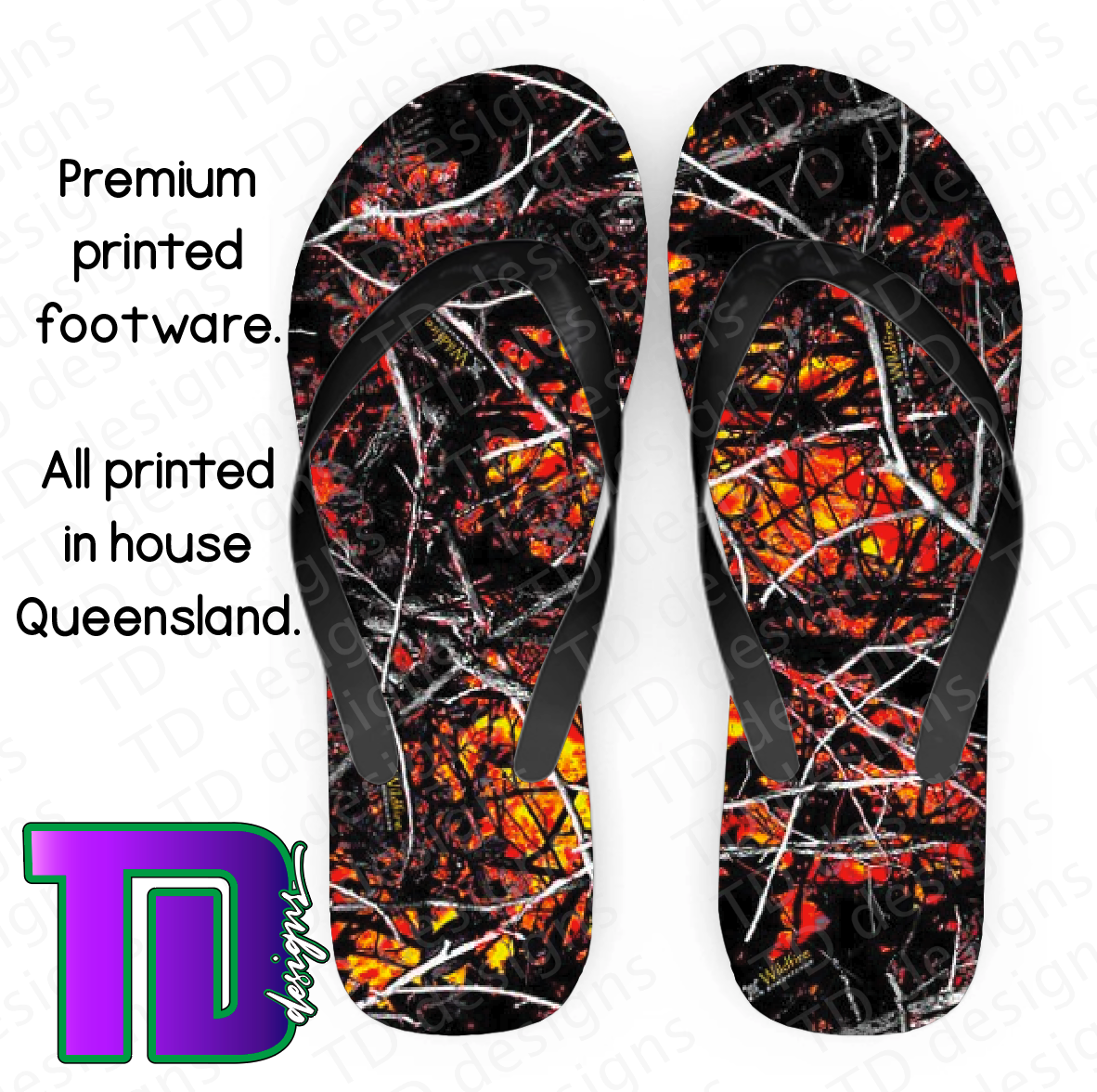 Orange camo camouflage thongs flip-flops pluggers